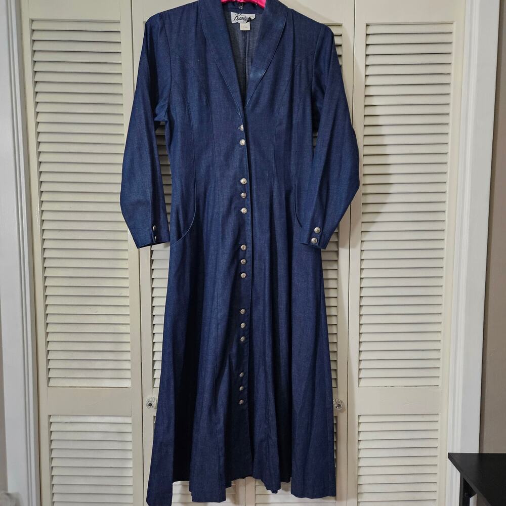 Vintage JohnRantaCollection USA Denim Dress Sz 8 70s 80s Western Cottage Prairie